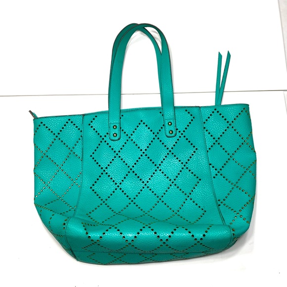 Just Fab TOTE Turquoise Greenish HandBag - Picture 3 of 8
